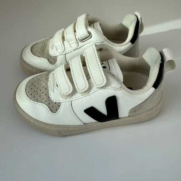 Veja V-10 Velcro CWL Kids Sneakers White Black EU 25 US 8.5 - Picture 5 of 7